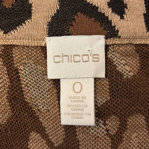 Chico’s Leopard Print cotton/rayon open front Long Coat, XS - Picture 9 of 10